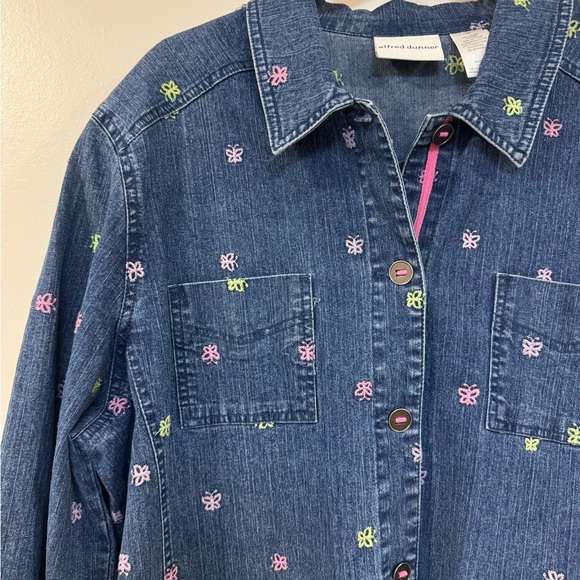 Alfred Dunner Blue Jean Jacket with Floral Embroidery - Picture 3 of 8